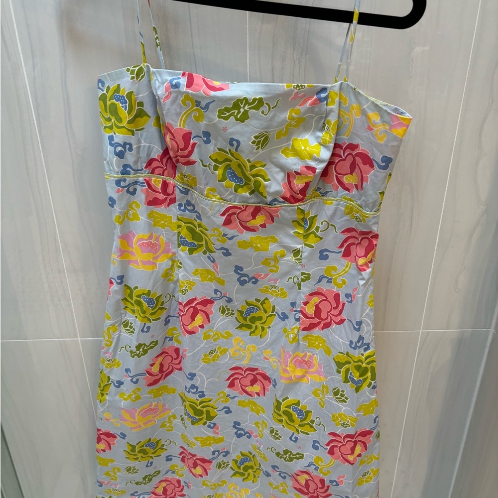 Multi-colour Floral cotton dress with stretch